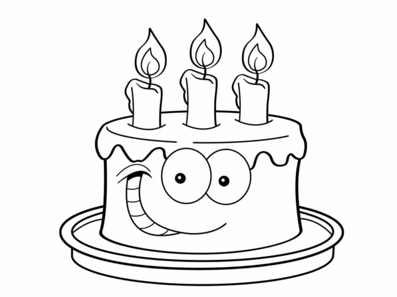 Coloriage gâteau d'anniversaire rigolo
