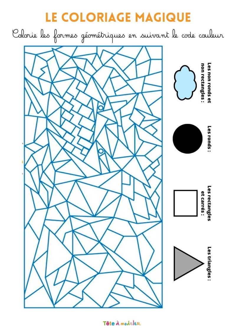 Coloriage géométrique : monde marin