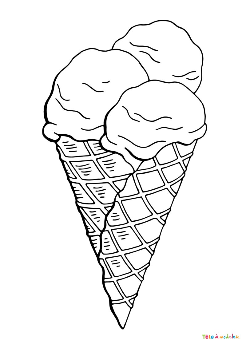 Coloriage d'une glace aux 3 parfums