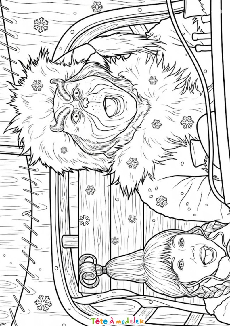 Coloriage Grinch en traîneau