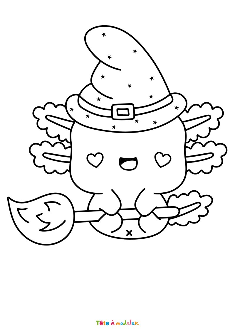 Coloriage d'une sorcière magique