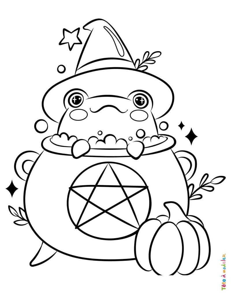 Coloriage halloween kawaii facile