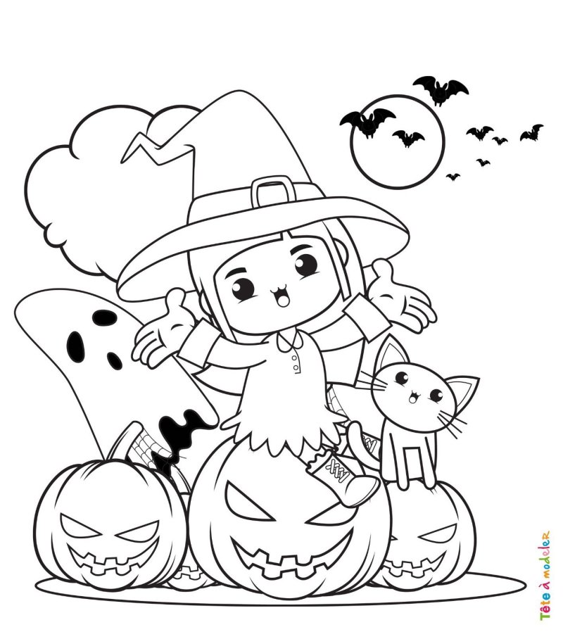 Coloriage halloween kawaii maternelle