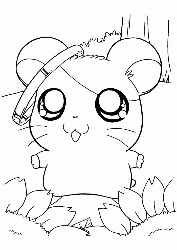 Coloriage hamster avec chapeau 