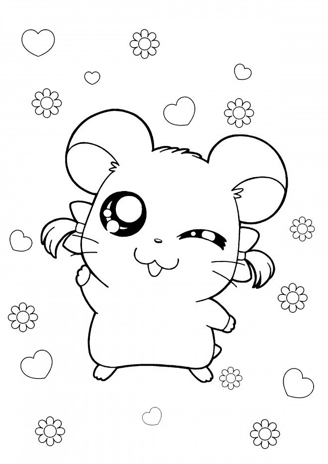 Coloriage hamster kawaii