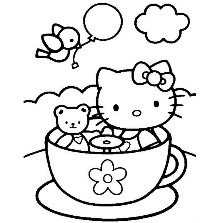 Coloriage Hello Kitty dans un manége