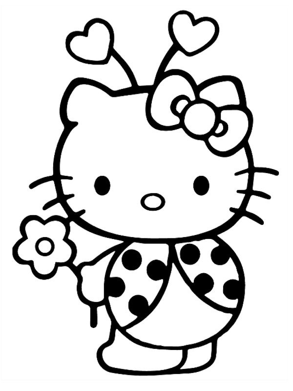 Coloriage Hello Kitty déguisée en coccinelle