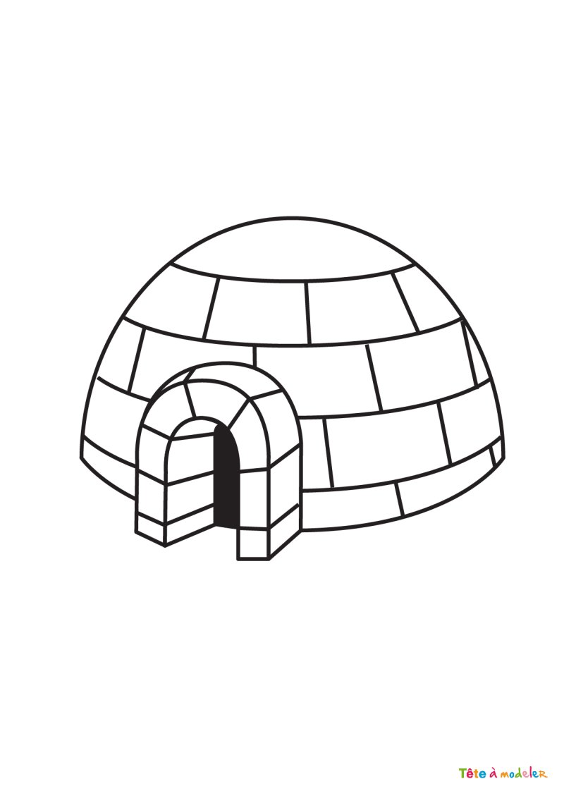 Coloriage igloo et Inuit #03