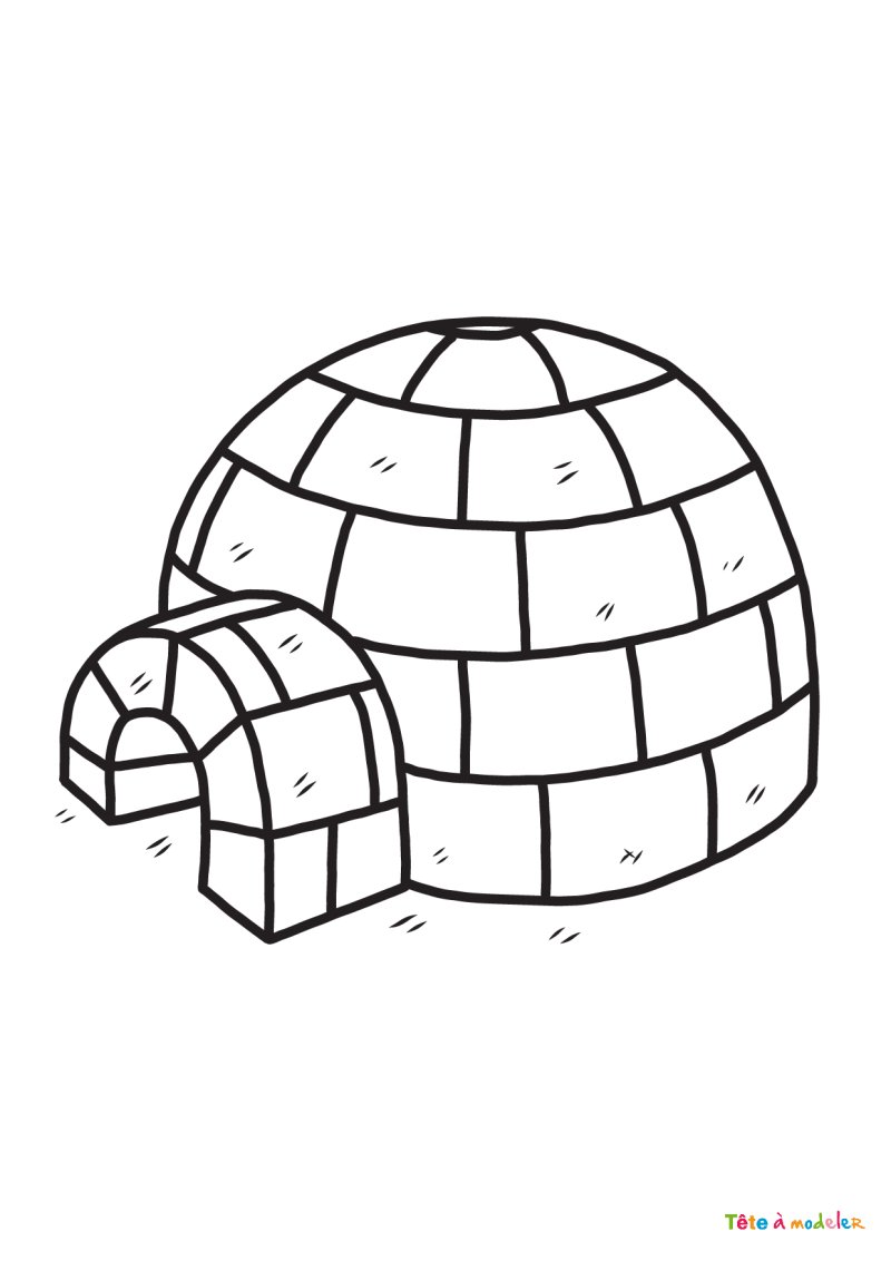 Coloriage igloo et Inuit #05