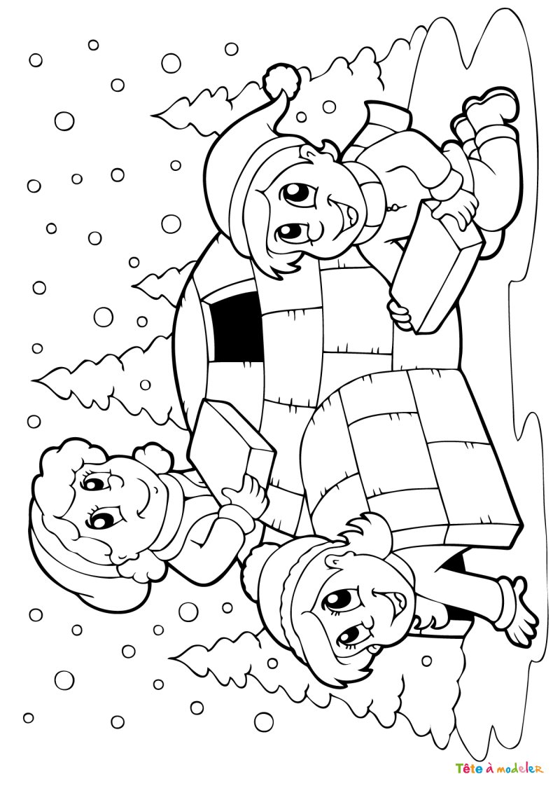 Coloriage igloo et inuit #10