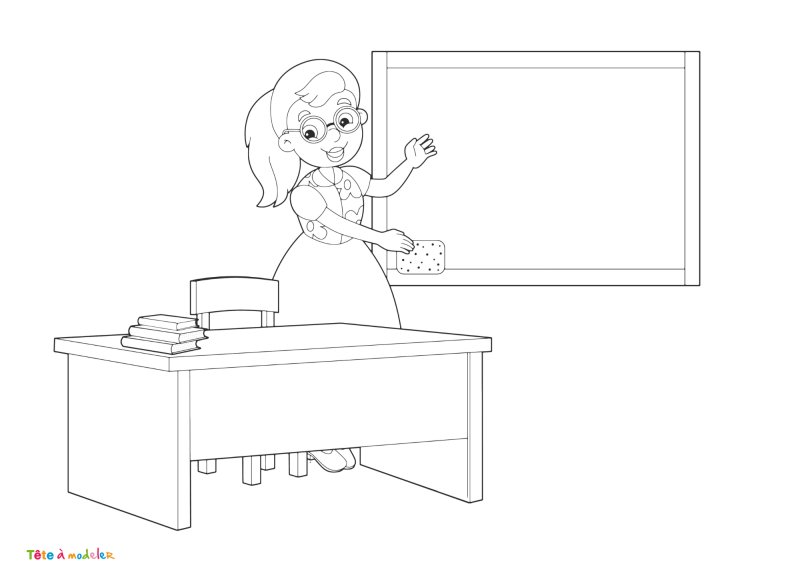 Coloriage institutrice