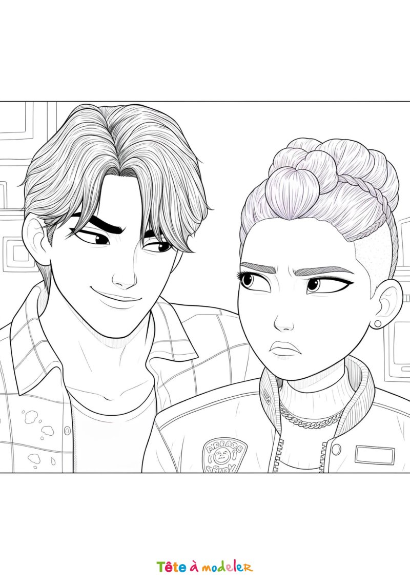 Coloriage Jinu et Rumy de Demon Hunter