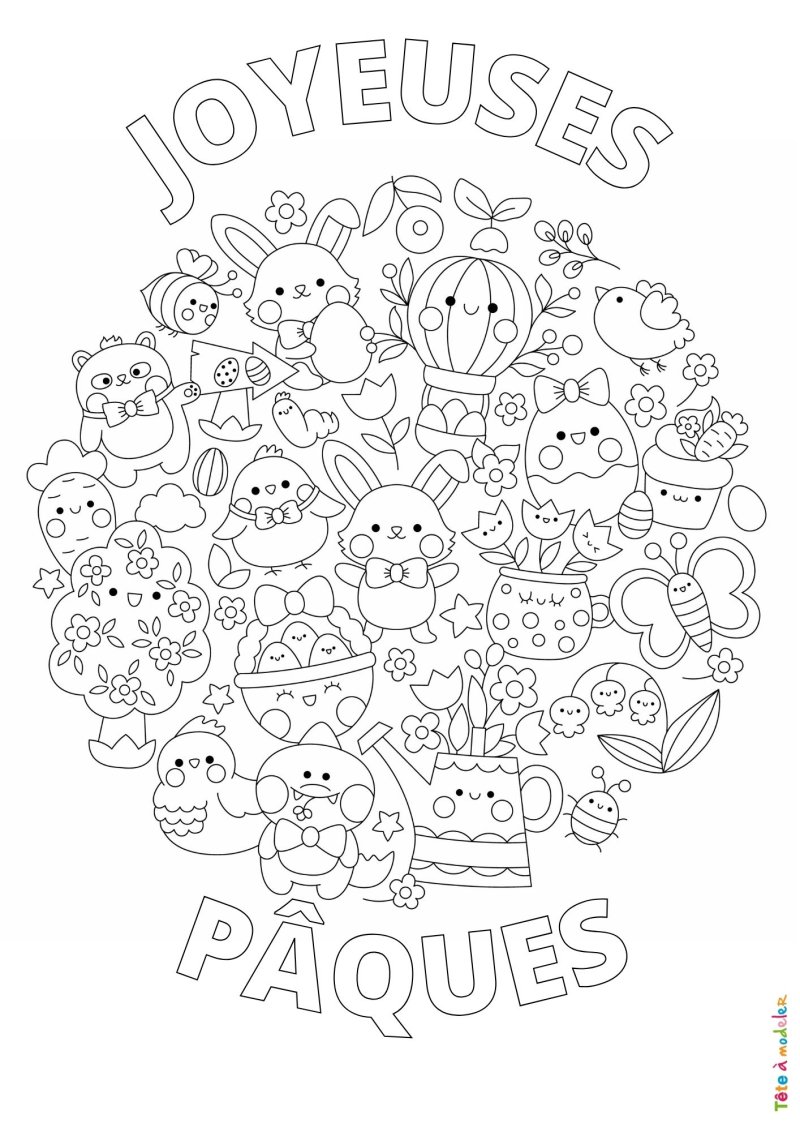 Coloriage Joyeuses Pâques à imprimer
