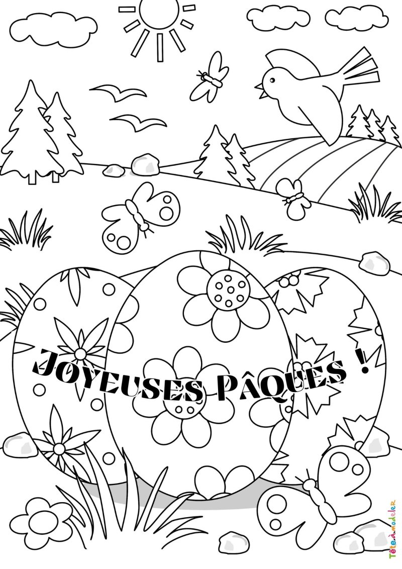 Coloriage Joyeuses Pâques en ligne