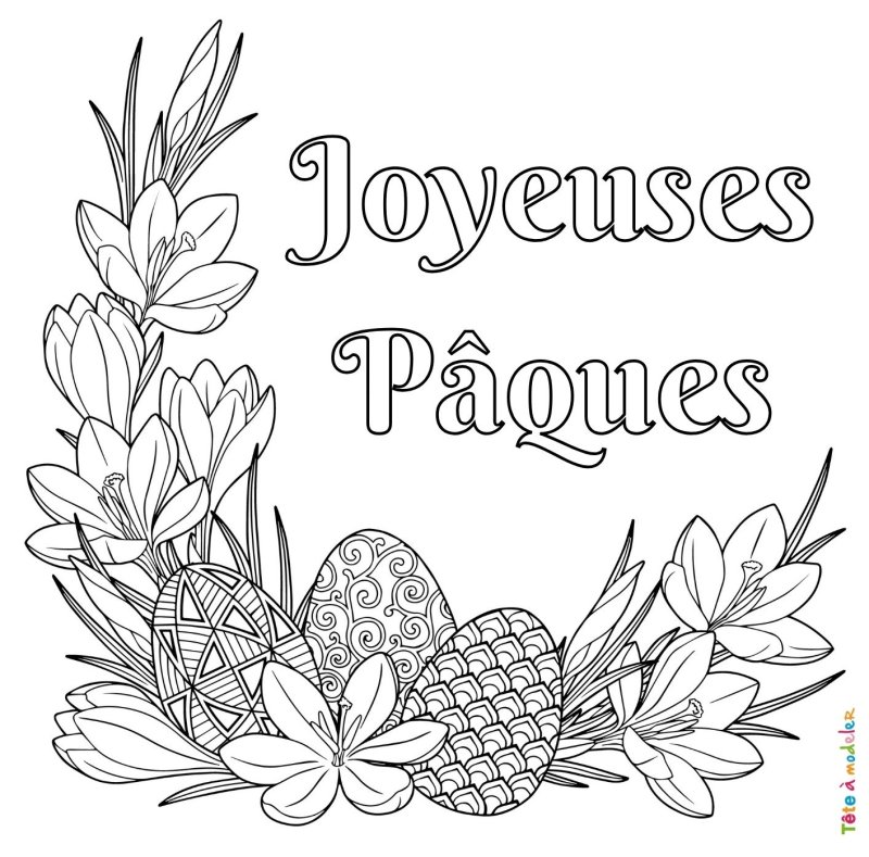 Coloriage Joyeuses Pâques en pdf