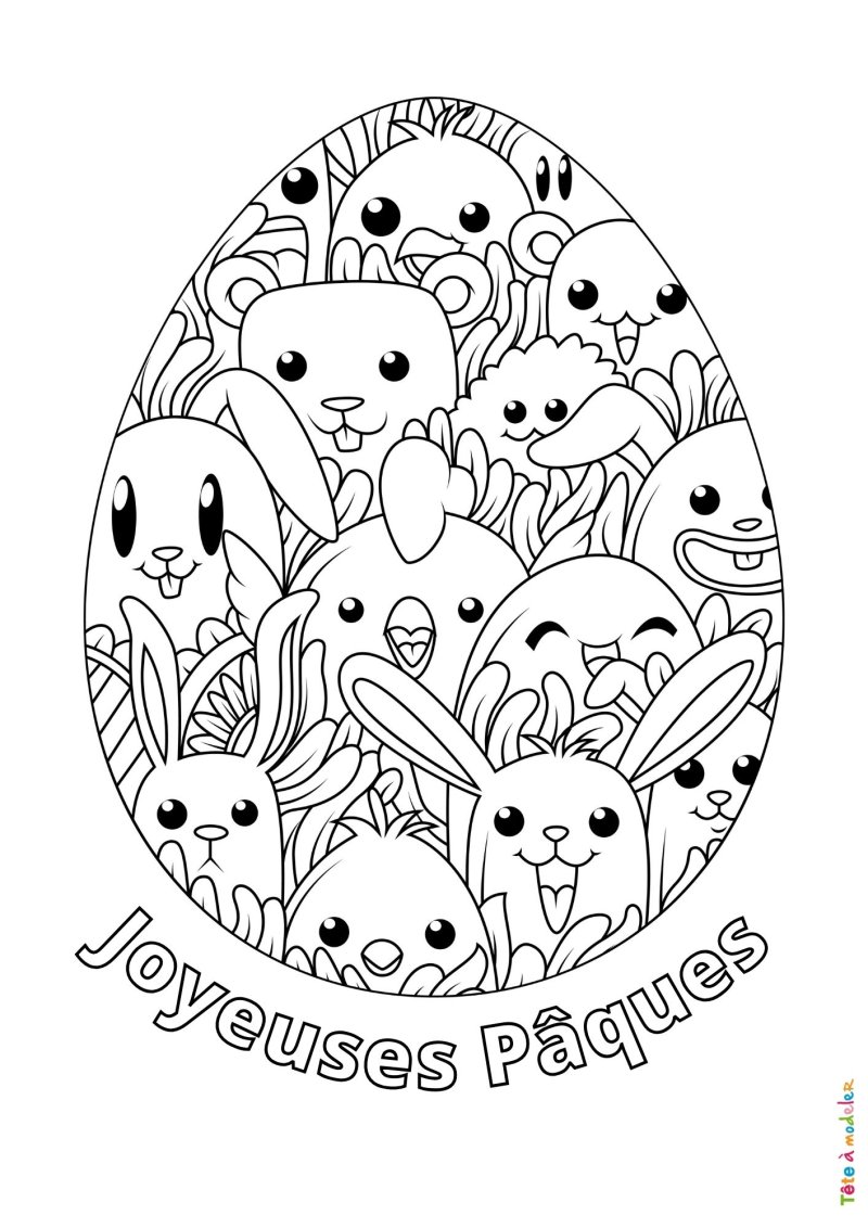 Coloriage Joyeuses Pâques facile