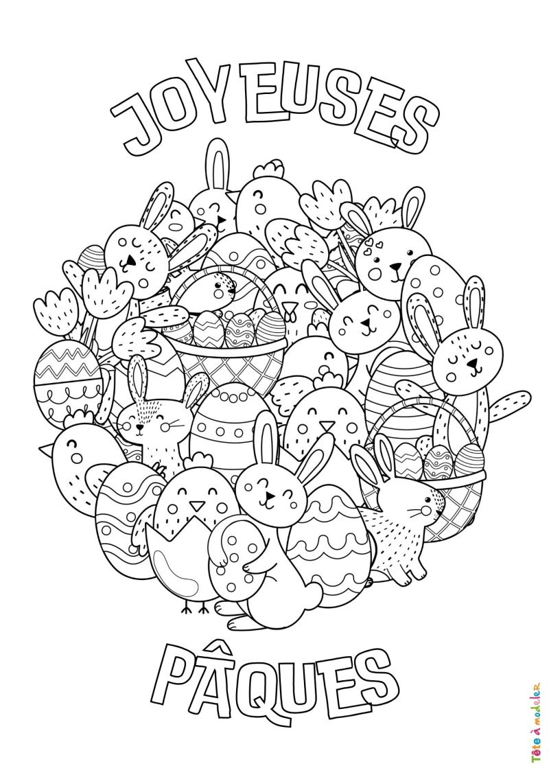 Coloriage Joyeuses Pâques mandalas