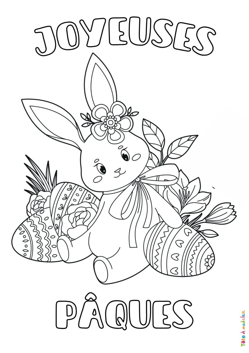 Coloriage Joyeuses Pâques mignon