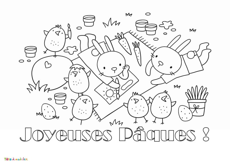 Coloriage Joyeuses Pâques pour maternelle
