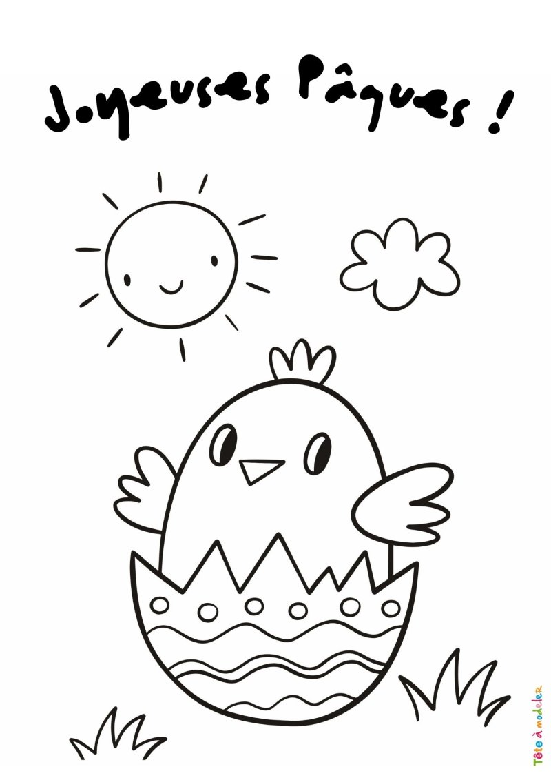 Coloriage Joyeuses Pâques pour maternelle