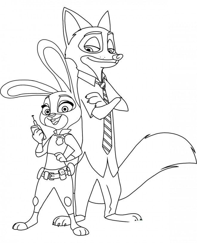 Coloriage Judy Hopps et Nick Wilde