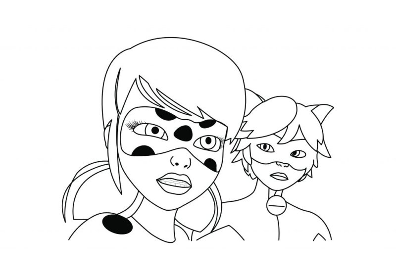 Coloriage ladybug et chat noir