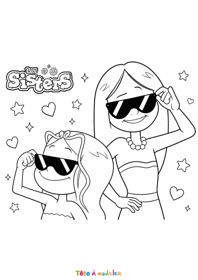 Coloriage des Sisters avec des lunettes