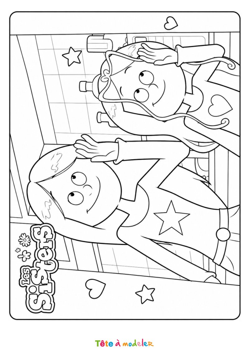Coloriage Wendy et Marine qui écoutent
