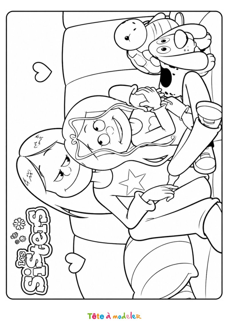 Coloriage des sisters dans leur salon