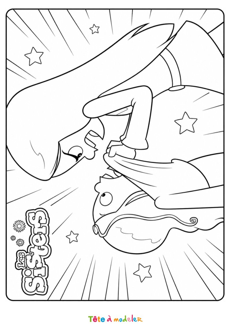 Coloriage de Wendy et Marine qui se disputent