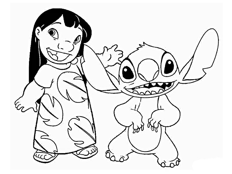 Coloriage Lilo et Stitch qui dansent