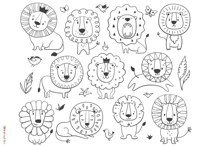 Coloriage lion #07