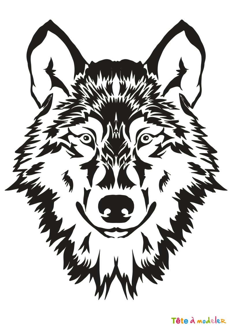 Coloriage d'une tête de loup