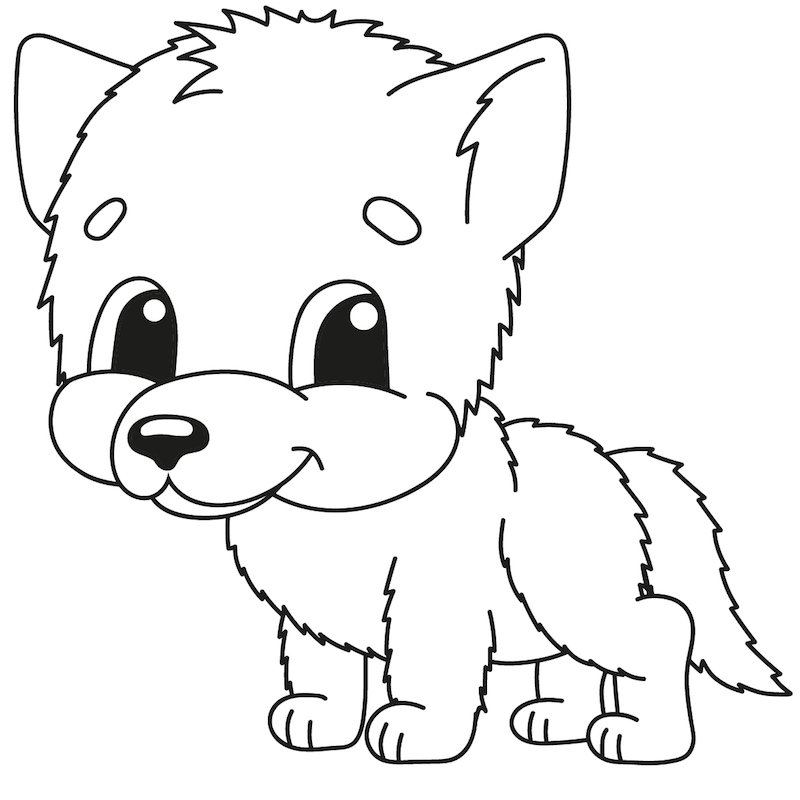 Coloriage d'un bébé loup