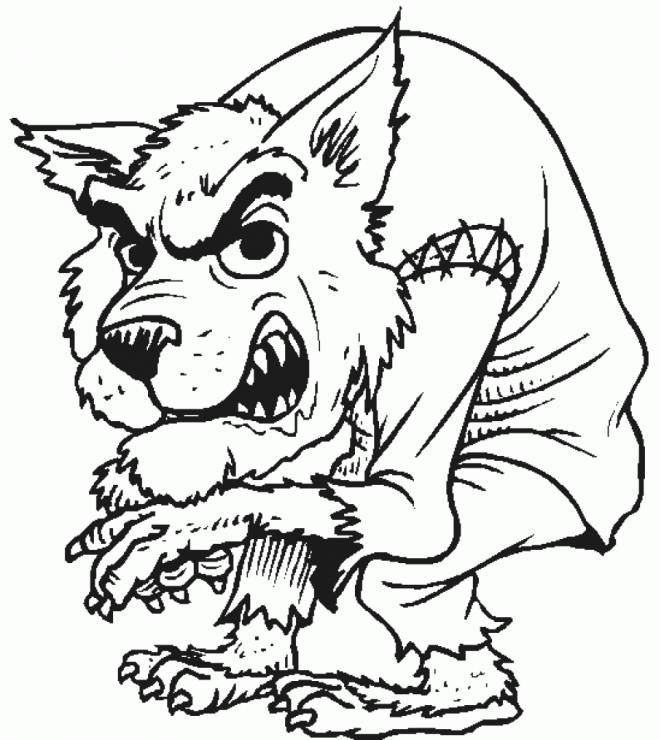 Coloriage loup garou d'Halloween à imprimer