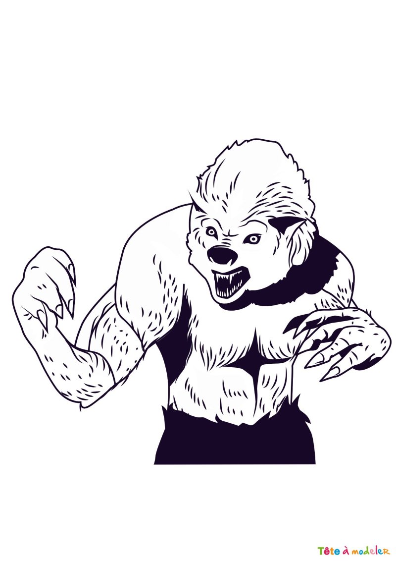 Coloriage loup garou original