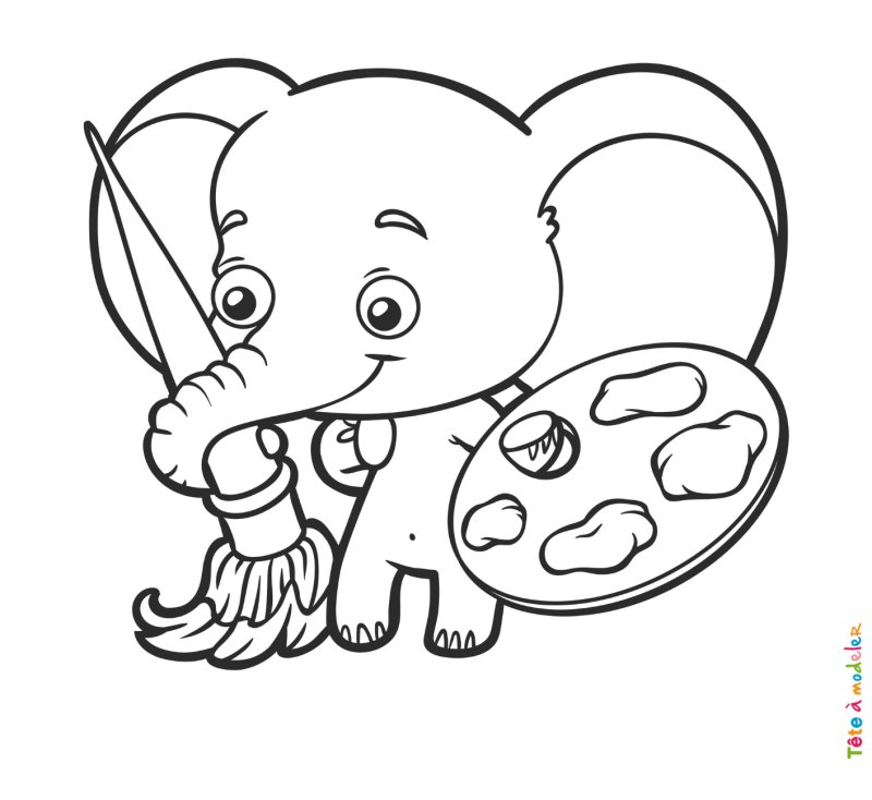 Coloriage éléphant #09