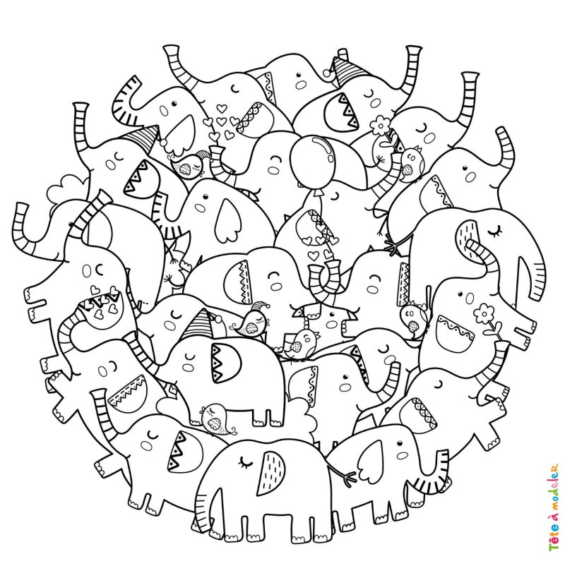 Coloriage éléphant #10