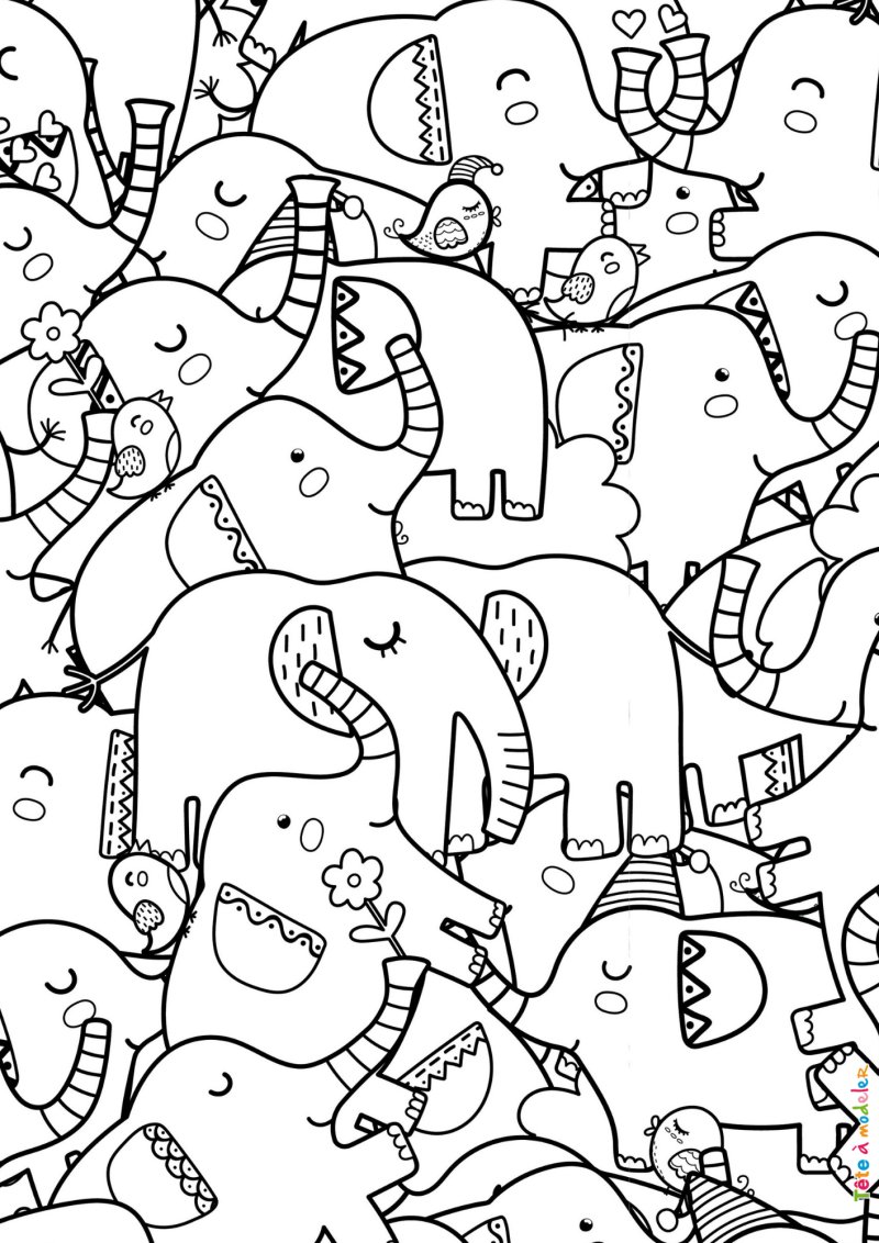 Coloriage éléphant #11