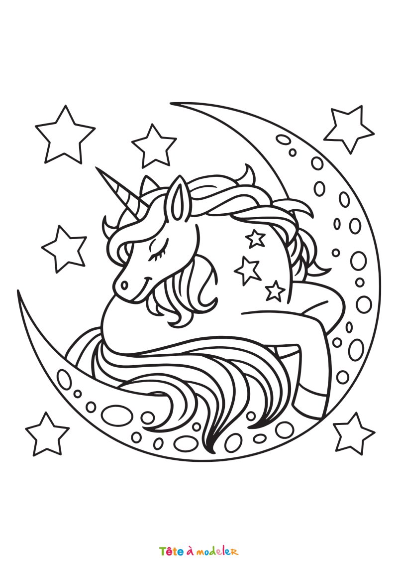 Coloriage lucarne avec licorne