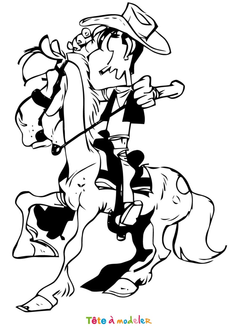 Coloriage Lucky Luke à cheval