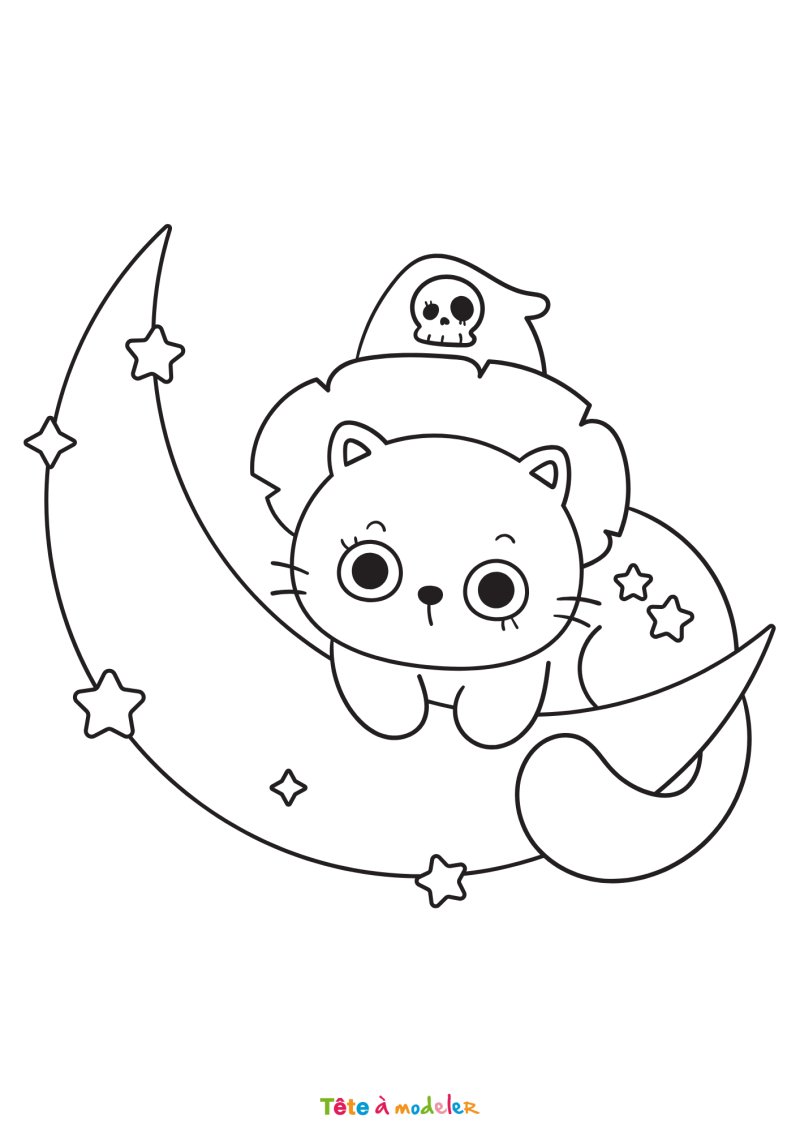 Coloriage lune d'Halloween