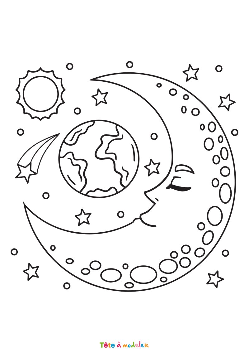 Coloriage lune en colère