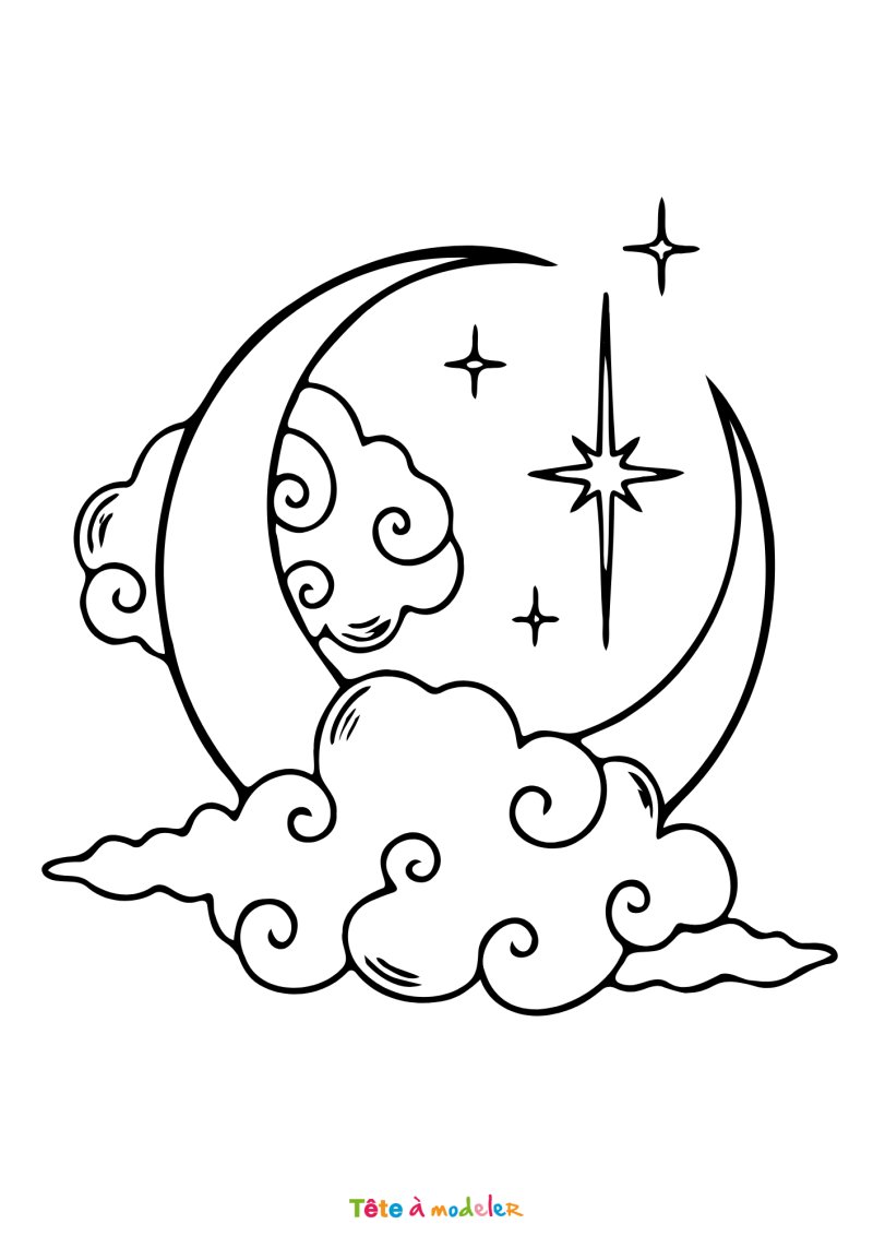Coloriage lune facile