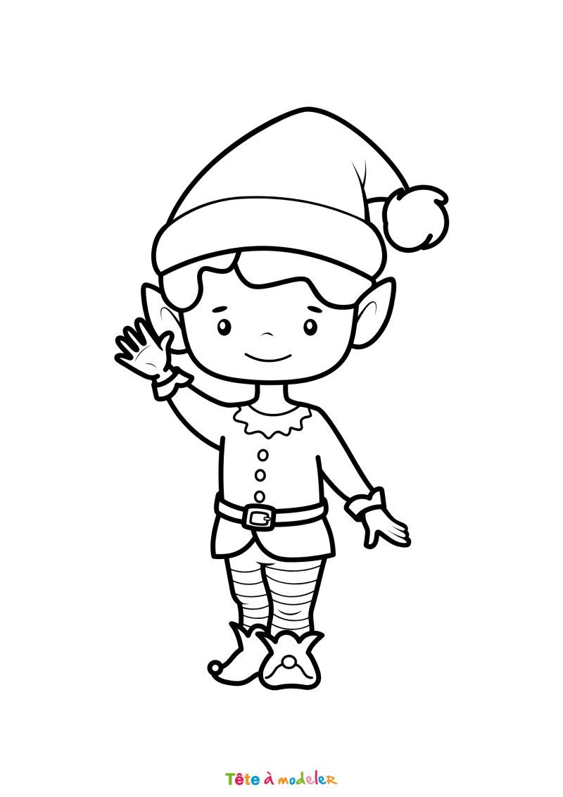 Le coloriage d'un lutin de Noël facile à imprimer