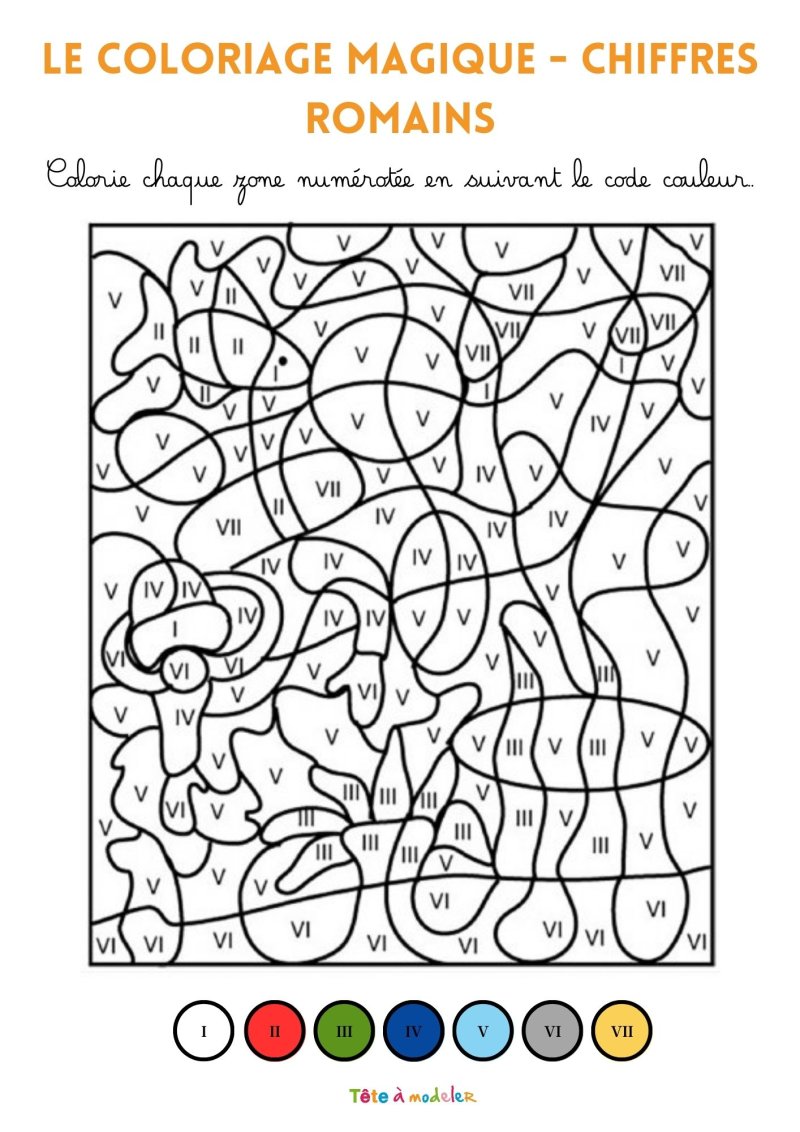 Coloriage magique aux chiffres romains
