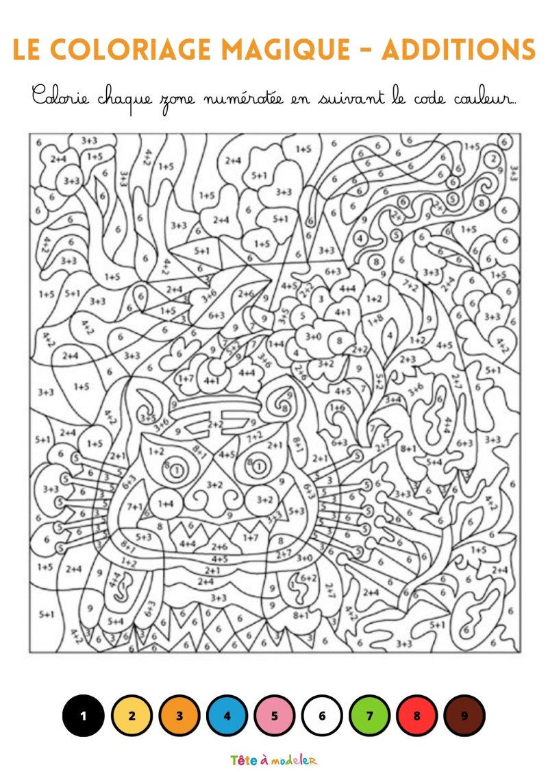 Coloriage magique chiffre et additions