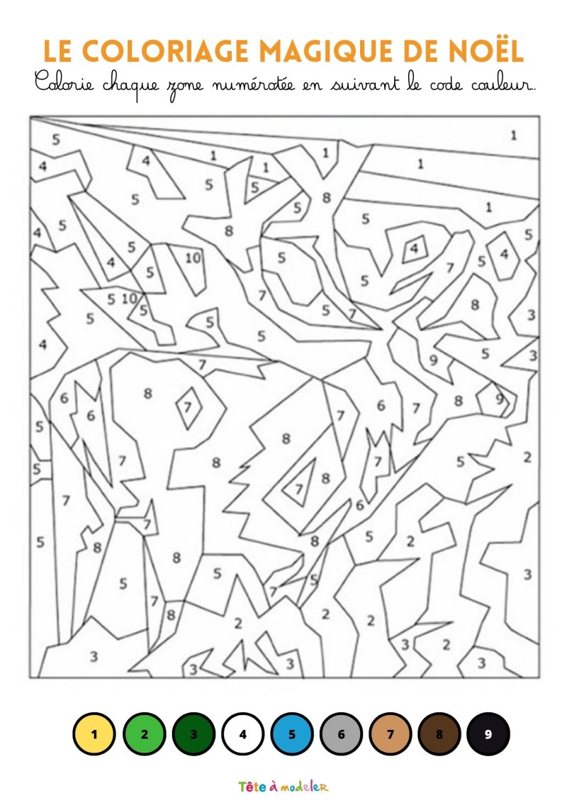 Coloriage magique de Noël : Le renne