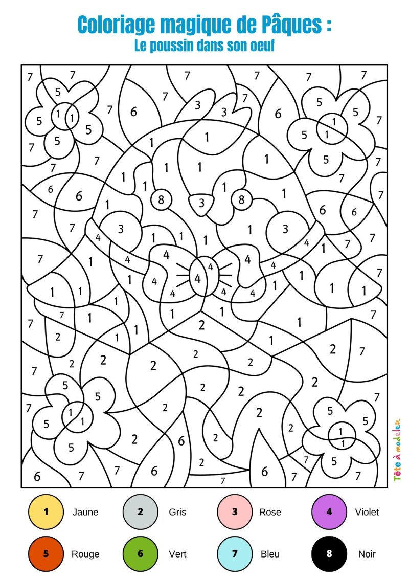 Coloriage magique de Pâques à imprimer
