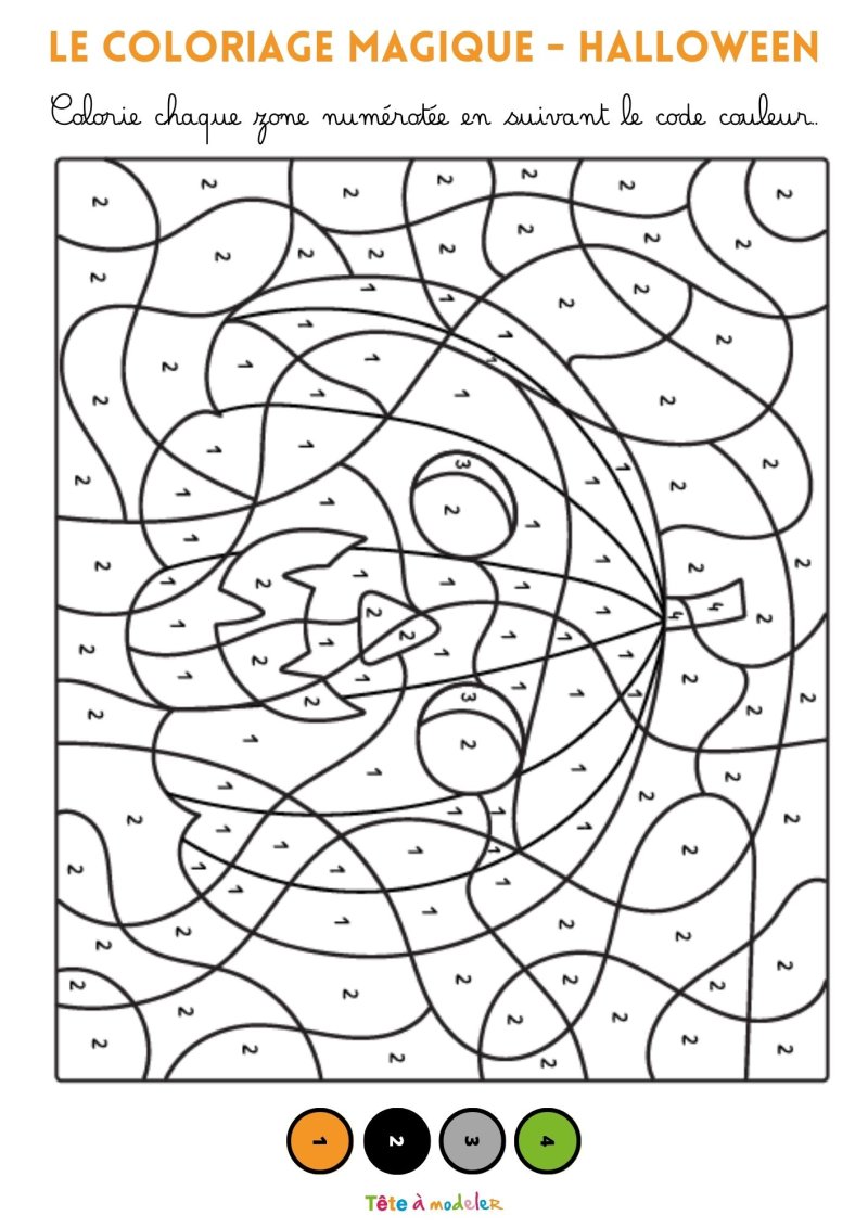 Coloriage magique d'Halloween à imprimer